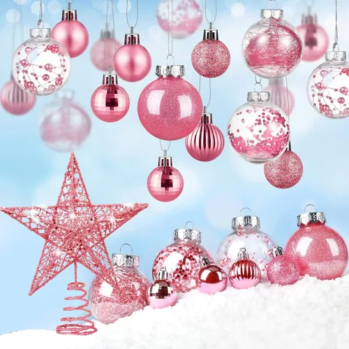 Miniatura 9 de BBTO Juego de adornos de esferas de Navidad con estrellas para árbol, adornos de árbol de plástico con estrellas transparentes para árbol, adorno