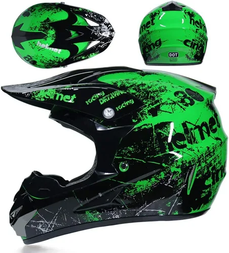 Miniatura 2 de Casco de cuatrimoto/motocross para hombres y mujeres; casco de competencia profesional certificado por DOT (verde, pequeño)