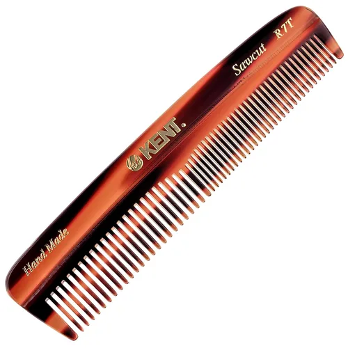 Kent R7T Peine de dientes finos y anchos, peine de bolsillo hecho a mano para hombres, peines para barba y bigote para el aseo y peinado diario,