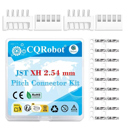 Miniatura 65 de CQRobot JST EL 4.5 mm de paso 2 pines conector electrónico IC macho, enchufes hembra carcasa y kit de terminales de crimpado en T macho/hembra. 50