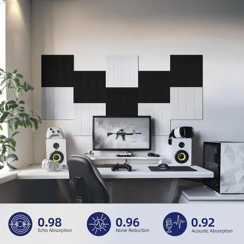 Miniatura 2 de Vieshful Paneles acústicos autoadhesivos – Paneles de pared insonorizados de alta densidad de 12 x 12 x 0.4 pulgadas, panel de pared acústico