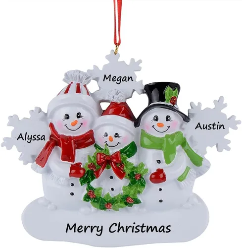 Adornos de Navidad personalizados con diseño de muñeco de nieve, decoración de árbol de Navidad, regalos de reunión familiar para nietos, abuelos,