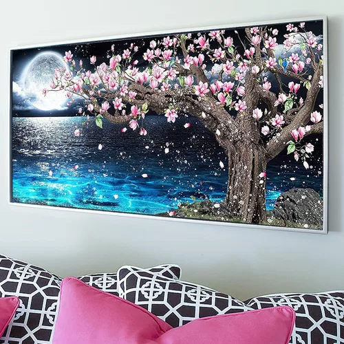 Miniatura 3 de YALKIN Kits de pintura de diamantes cuadrados 5D para adultos, noche de verano, kits de arte de diamantes grandes, kit de pintura de diamante