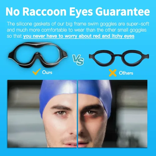 Miniatura 2 de Seago Gafas de natación sin fugas, antivaho para piscina, para adultos, hombres, mujeres, jóvenes, protección UV, visión clara de 180°