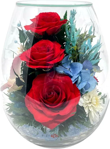 Fiora Flower | Rosas preservadas y arreglo floral en jarrón de vidrio sellado | Dura hasta 5 años | Regalo elegante para bodas, cumpleaños y Brisa