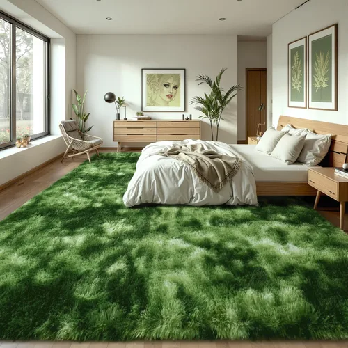 Miniatura 100 de EVOIONOS - Alfombra redonda gris para dormitorio, 5x5 pies; alfombras circulares suaves y esponjosas para sala de estar, alfombras de felpa peludas