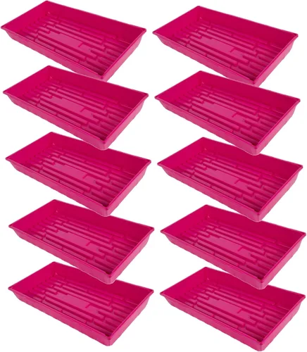 Miniatura 7 de SUNPACK Bandeja de inicio de semillas de plástico de 10 x 20 pulgadas, color negro, 2.5 pulgadas, sin agujeros de drenaje, ideal para invernaderos