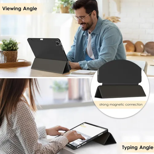 Miniatura 4 de DTTO Funda para iPad Air de 13 pulgadas M3/M2 2025/2024, iPad Pro de 12.9 pulgadas (6ª/5ª/4ª/3ª generación), funda suave con soporte triple delgado