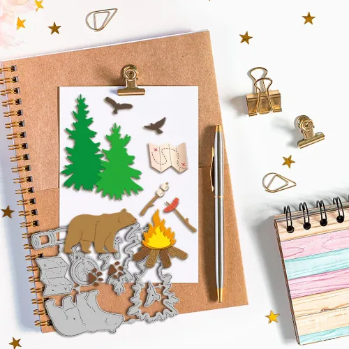 Miniatura 4 de GLOBLELAND Troqueles de corte de camping para hacer tarjetas, carpa de coche, troqueles para manualidades, álbumes de recortes, diario, papel