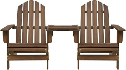 Miniatura 3 de Sillas de césped, muebles de porche, juego de muebles de patio, sillas Adirondack con mesa de té, madera maciza, abeto marrón para cocina al aire
