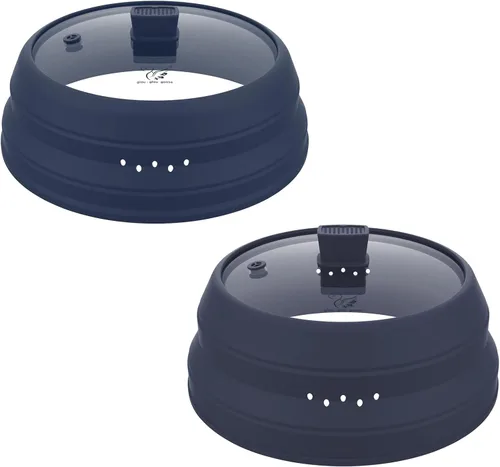 Miniatura 20 de Cubierta alta para salpicaduras de microondas, tapa protectora de vidrio de 5.8 pulgadas de altura con silicona plegable para plato de olla de Negro