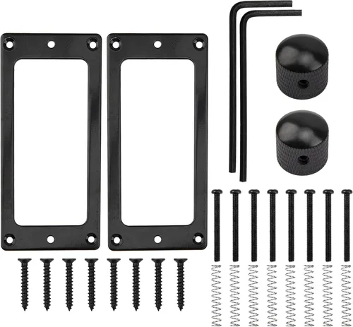 1 juego de cubierta humbucker plana de metal Yootones para pastilla de guitarra eléctrica y doble bobina, marco de recogida de anillos de montaje