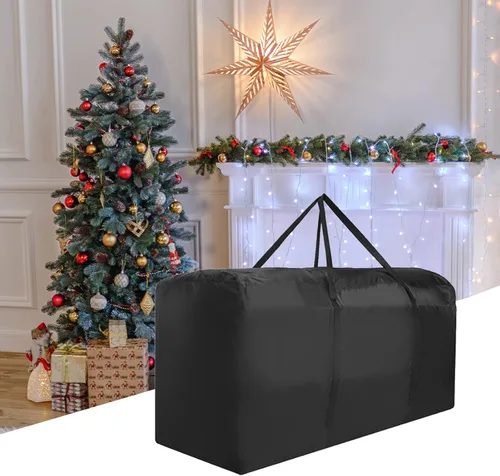 Miniatura 3 de Firlar Bolsa de almacenamiento grande para árbol de Navidad, contenedor de almacenamiento de tela Oxford resistente de 48 pulgadas con asas