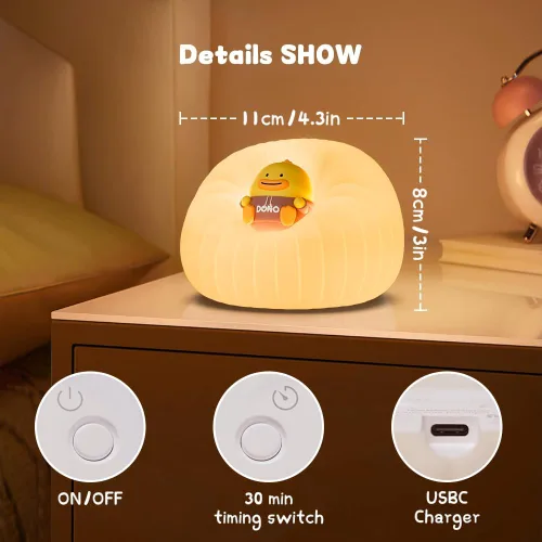 Miniatura 5 de Luces nocturnas para niños, lámpara táctil recargable de 3 brillos para cuarto de bebé 3 brillo ajustable, apagado automático, control táctil