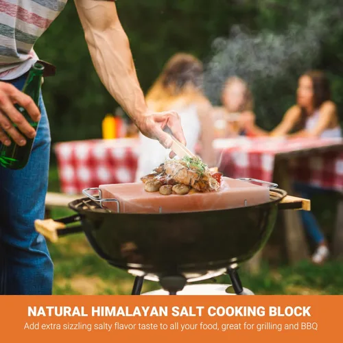 Miniatura 6 de Onlyfire - Juego de platos de cocina con bloque de sal del Himalaya con bandeja de acero, 12 x 8 x 1.5 pulgadas, para cocinar, asar a la parrilla