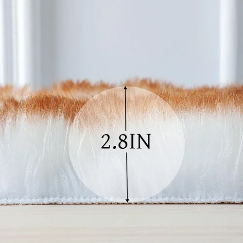 Miniatura 2 de linmopm Alfombra de Piel Sintética Oveja Shag Esponjosa Difusa 3x3 pies Alfombras para Dormitorio Mesita de Noche Cama Piso Sala de Estar Felpa