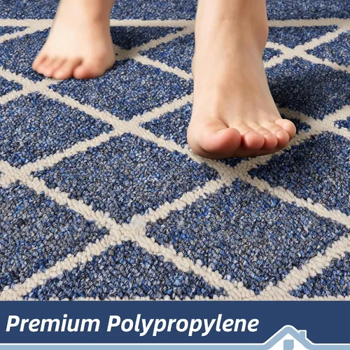 Miniatura 6 de BEQHAUSE Alfombras de Cocina Antideslizantes Tapetes de Cocina para Piso Lavables a Máquina Absorbentes Alfombra de Cocina con Respaldo Azul
