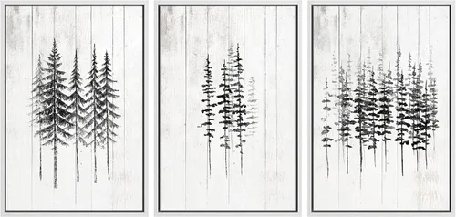 Miniatura 89 de SIGNWIN Lienzo enmarcado para pared, juego de arte de collage de hojas transparentes en blanco y negro, ilustraciones de naturaleza silvestre, arte