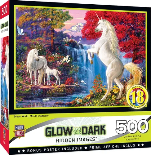 Miniatura 17 de MasterPieces - Rompecabezas de 500 piezas, brilla en la oscuridad, imágenes ocultas, Corner Market, diversión para adultos, familia, niños, 15" x 21