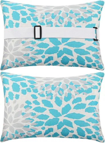 Juexica Paquete de 2 almohadas para tumbona con correa, impermeables, para silla de playa, para el cuello, reposacabezas, banda elástica ajustable