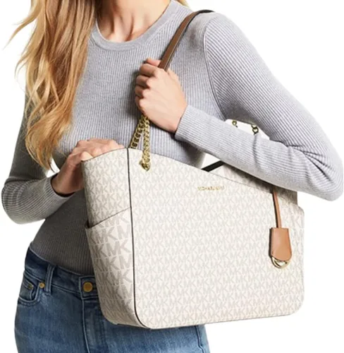 Miniatura 5 de Michael Kors Jet Set Bolso de hombro con cadena grande (VANILLA Multi), Vainilla Mk Signature