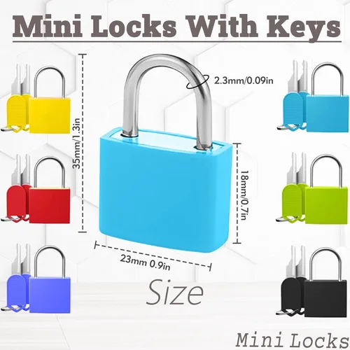 Miniatura 2 de Paquete de 6 mini candados con llaves, cerraduras pequeñas impermeables de aleación de cobre y zinc, cerraduras pequeñas inastillables y resistentes