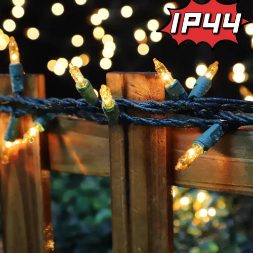 Miniatura 2 de LAMPHOME Cadena de luces navideñas, juego de 100 mini luces incandescentes para uso en interiores y exteriores (Amarillo)