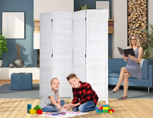 Divisores de habitación de madera de 4 paneles y pantallas de privacidad plegables, divisores y divisores de habitación de 5.75 pies de alto y 5.3