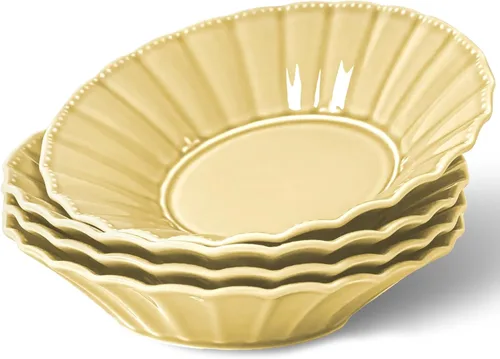 Miniatura 8 de HOMBENE - Juego de 4 cuencos de cerámica para pasta, de 25 onzas, estilo ondulado, ensaladas, sopa, pasta, fideos, cena, aptos para microondas