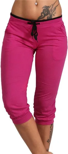 Miniatura 39 de Pantalones capri para mujer, estilo casual, de verano, elásticos, de cintura alta, pantalones de yoga, ajuste atlético, pantalones deportivos