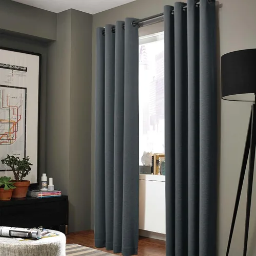 Miniatura 26 de Gorgeous Home - Panel de cortina de ventana de lino K92 de 1 pieza, liso, con ojales de bronce, 3 capas de forro de espuma, 100% térmica