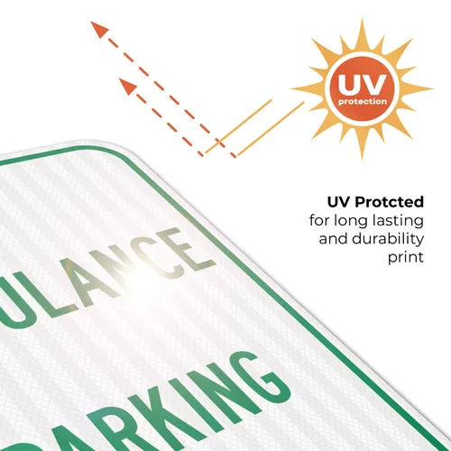 Miniatura 7 de Señal de estacionamiento para ambulancia, 12 x 18 pulgadas, 3M EGP reflectante aluminio .063, resistente a la decoloración, fabricado en Estados