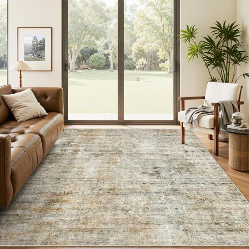 Miniatura 28 de Alfombra de pasillo Soalmost 2'6" x 10' lavable, alfombra antideslizante para cocina, baño, lavandería, alfombras vintage ultra delgadas para Beige