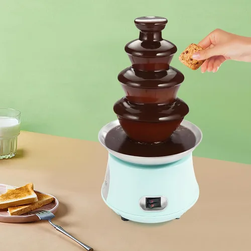 Miniatura 9 de Máquina eléctrica de fuente de chocolate, fuente de fondue de acero inoxidable de 4 niveles con varilla en espiral, capacidad de 2.2 libras