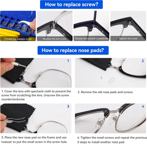 Miniatura 6 de Kit de herramientas de reparación de lentes magnético todo en uno mejorado con tornillos, kit de fijación de lentes con juego de destornilladores