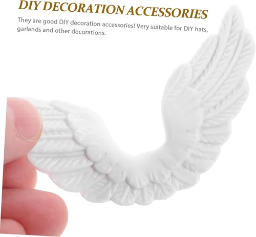 Miniatura 8 de 24 piezas de alas de ángel de plástico adornos de Navidad DIY manualidades accesorios de plástico alas de ángel para manualidades adornos blancos