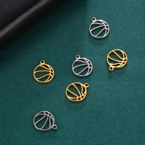 Miniatura 6 de kkjoy 5 dijes de bola deportiva de acero inoxidable para hacer joyas y manualidades, varios dijes, suministros de manualidades, accesorios