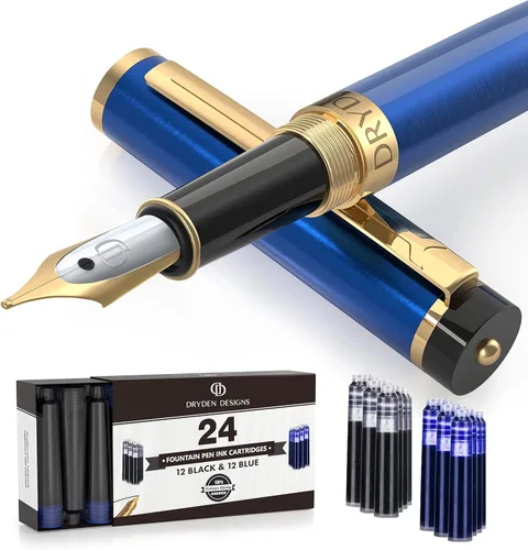 Pluma estilográfica Dryden Luxury, clásica y moderna, de colección ejecutiva y vintage, idea de regalo de negocios y para la caligrafía, Azul Azul