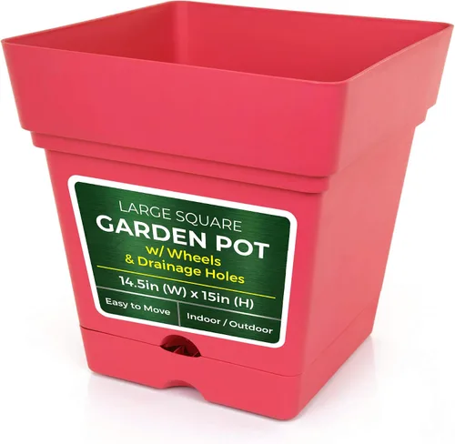 Miniatura 9 de Mintra Home - Maceta grande para jardín con ruedas, maceta de plástico ligera para plantas de interior y exterior, contenedor decorativo para porche