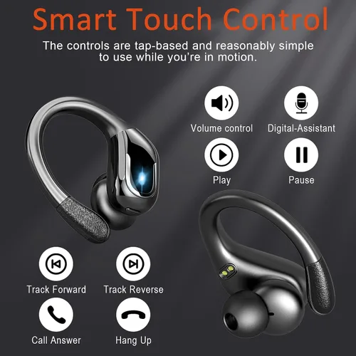Miniatura 7 de Ltinist - Audífonos inalámbricos circumaurales con ganchos para las orejas, con Bluetooth 5.3, 75 horas de reproducción, auriculares deportivos e