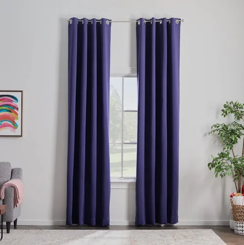 Miniatura 33 de Linenspa Juego de 2 paneles de cortinas 100% opacas, cortinas azul marino de 63 pulgadas de largo, aislamiento térmico, reducción de ruido