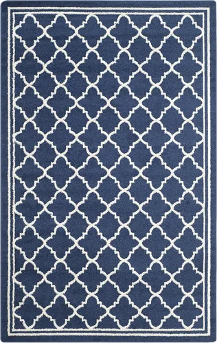 Miniatura 3 de Safavieh Amherst Collection AMT422B - Alfombra para interiores y exteriores, color gris claro y beige Azul marino/beige