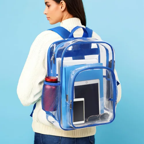 Miniatura 28 de Mochila transparente de PVC grande resistente Mochila transparente, Gris, Transparente