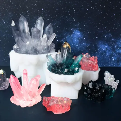 Miniatura 2 de 11 moldes de resina de racimo de cristal, moldes de silicona de roca de cuarzo, diferentes formas, moldes de resina epoxi, piedras preciosas