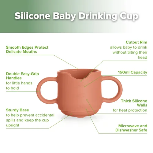 Miniatura 4 de Taza de entrenamiento de silicona para bebés haakaa, taza abierta de aprendizaje para niños pequeños de 6 meses en adelante, a prueba de caídas, sin