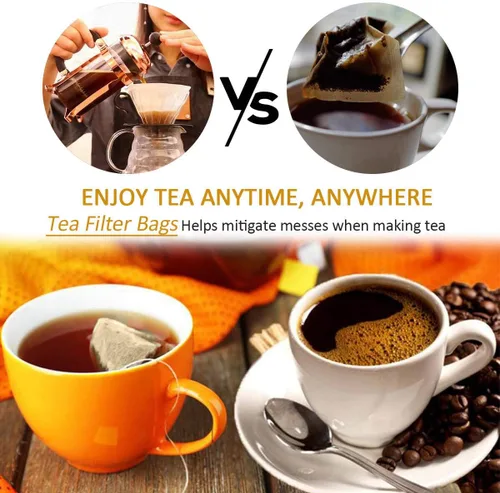 Miniatura 2 de Angooni 300 bolsas de filtro de té desechables con cordón 100% naturales y seguras bolsas de té de hojas sueltas vacías, capacidad de 1 taza