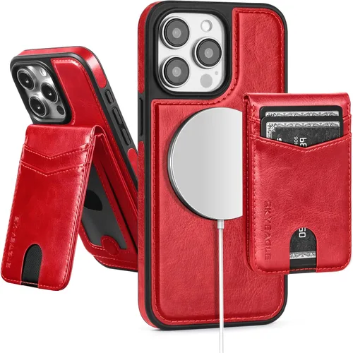 Miniatura 63 de SkyEagle Magsafe - Funda magnética 2 en 1 desmontable para iPhone 11 Pro Max con tarjetero, para mujeres y hombres, piel sintética con bloqueo RFID