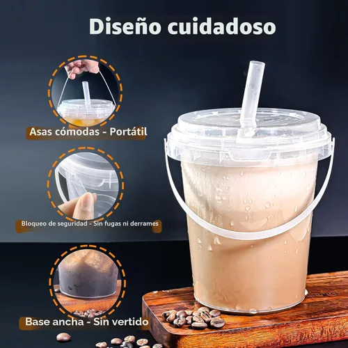 Miniatura 2 de Qsqwsuye 15 juegos de vasos de plástico desechables con tapa y pajita, 34 onzas reutilizables y adecuados para viajes al aire libre, embalaje
