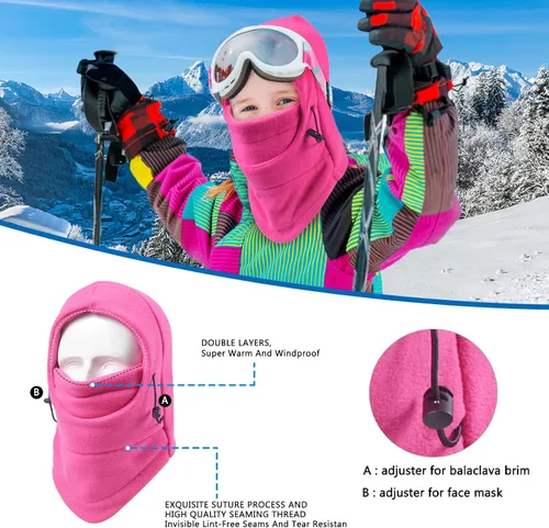 Miniatura 3 de LUVNFUN Pasamontañas de esquí de doble capa de forro polar para niños y niñas