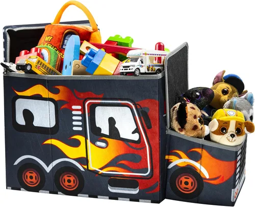 KAP Caja de juguetes para niños, tamaño junior, baúl de juguete interactivo con luz LED, contenedor de almacenamiento decorativo para camiones de